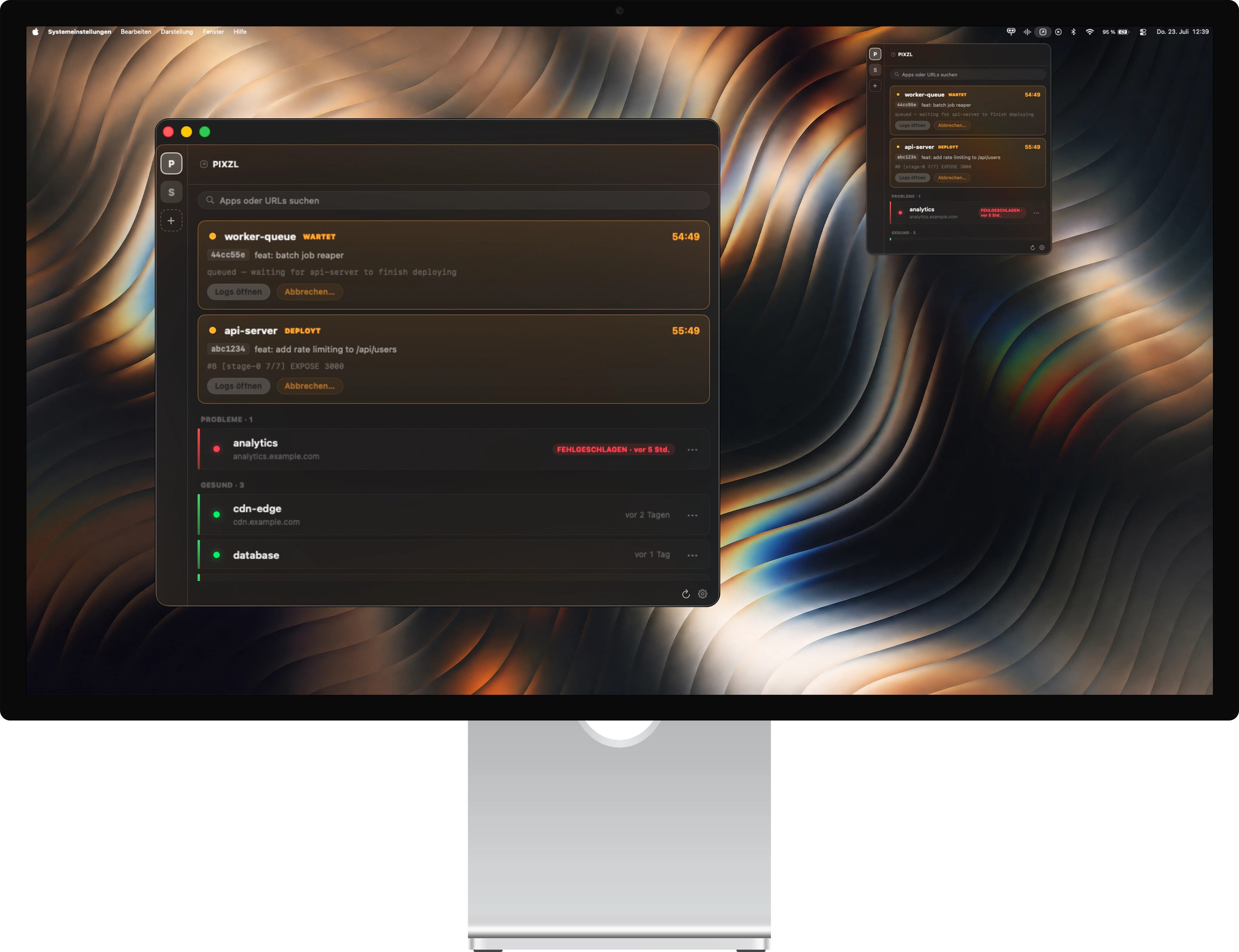 Deploir als native macOS-App auf einem Desktop-Bildschirm